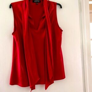 Kasper red blouse with tie:scarf